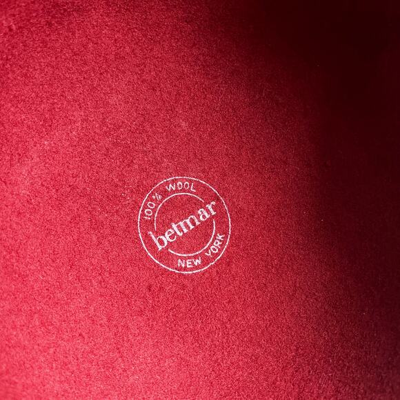 Vintage 70s Betmar Red Wool Wide Brim Hat with Striped Bow Ribbon - Picture 6 of 6